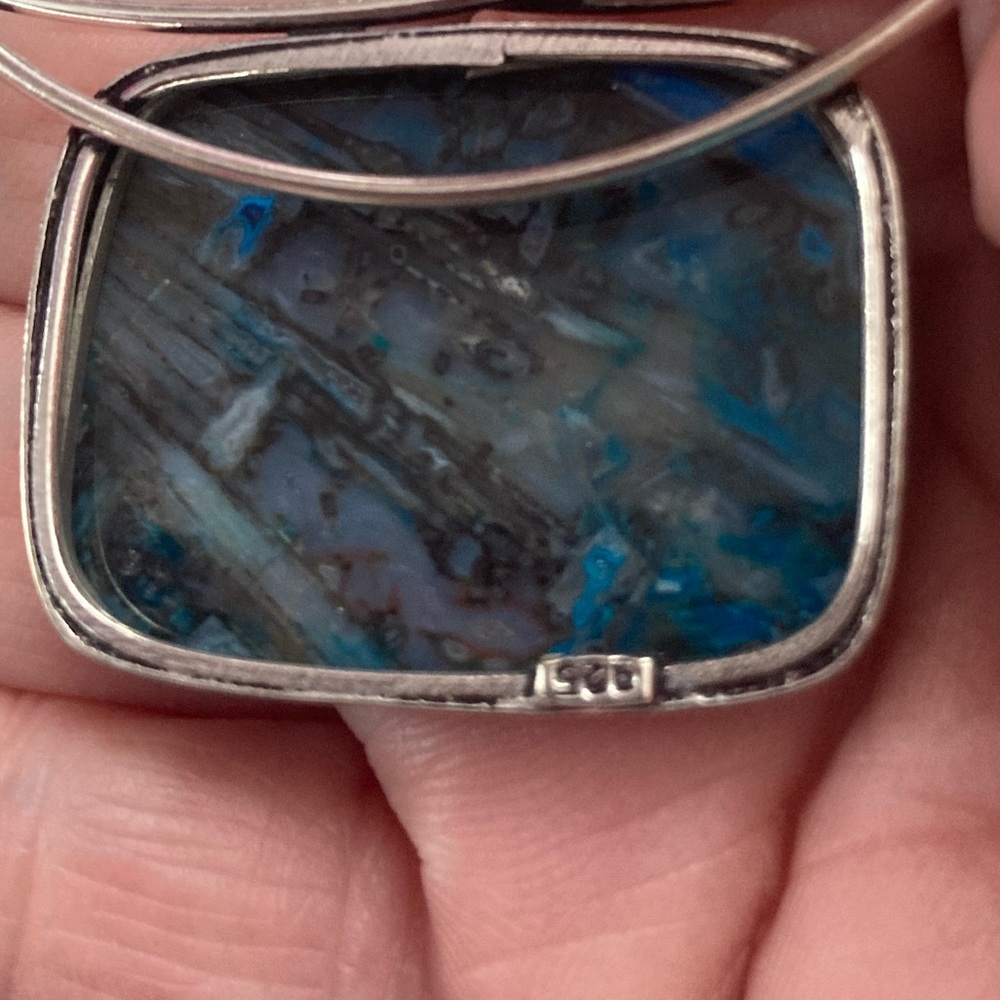 NEW Stick Agate and Larimar, 925 Silver Necklace - Picture 4 of 4